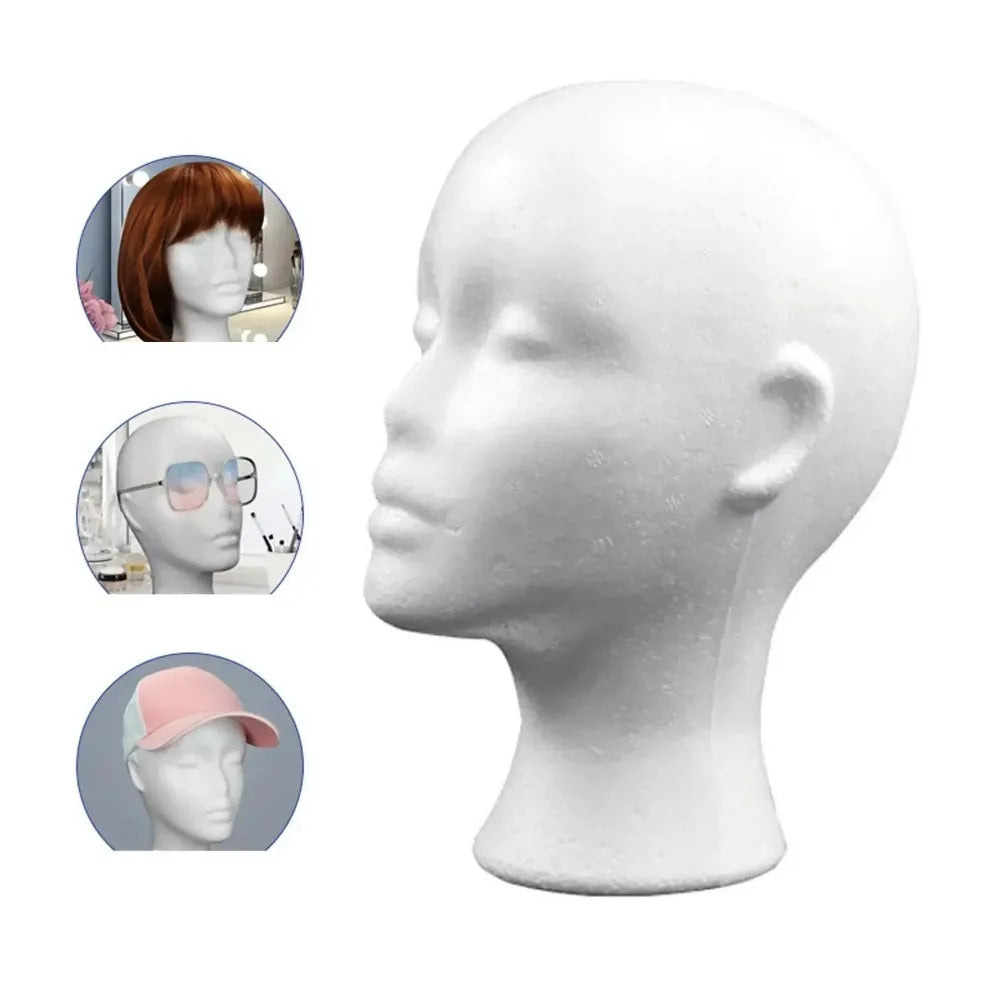 Female Styrofoam Mannequin Head Foam Wig Hat and Glasses Display