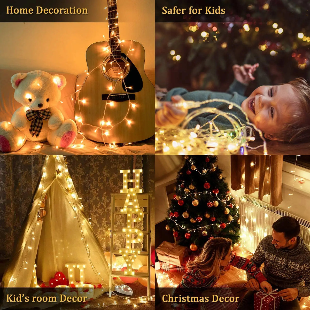 Warm White Festoon LED String Lights 50M (164ft) Plug-In – Indoor Outdoor Connectable Garland, Steady-On Christmas & Party Decor