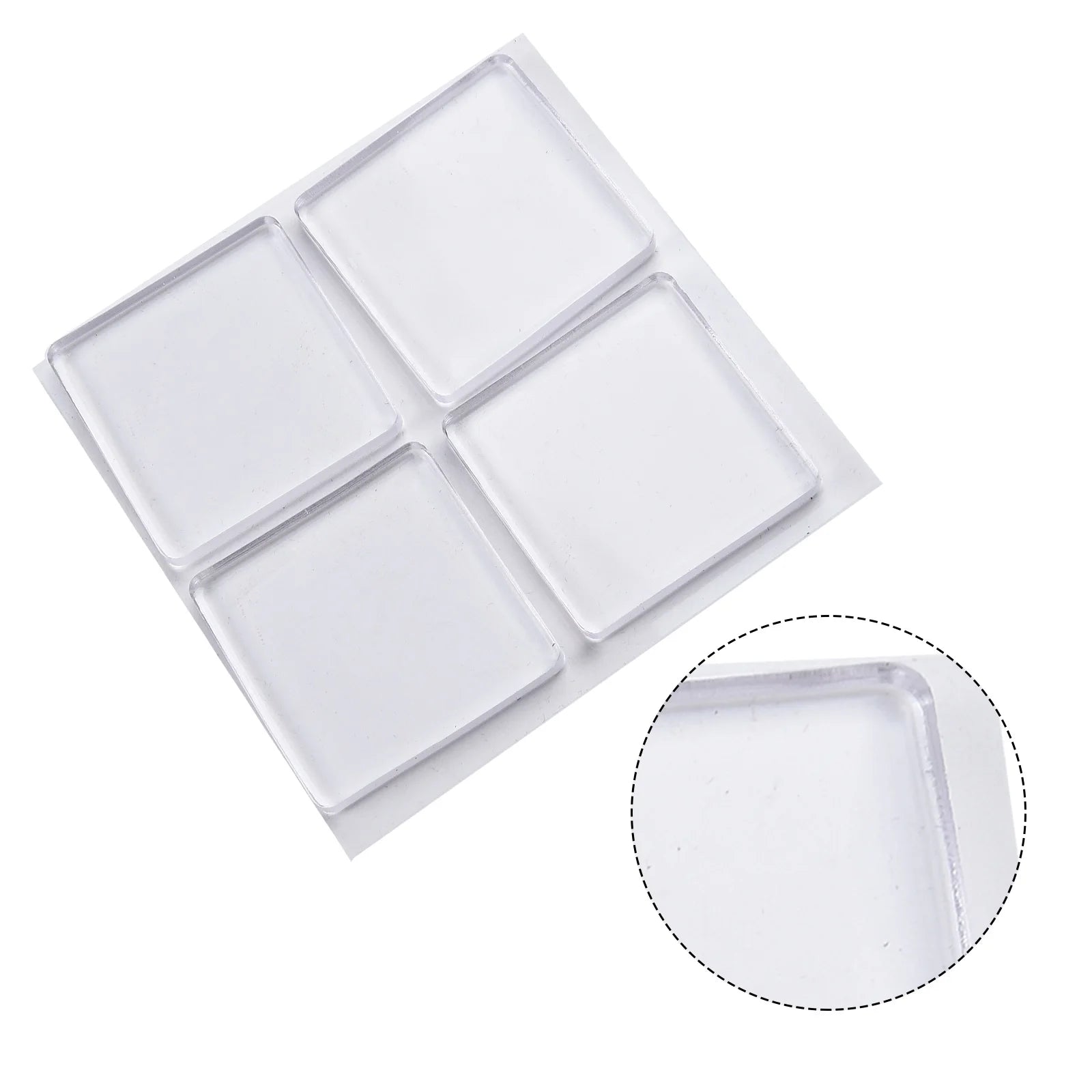 4-Pack Transparent Silicone Anti-Vibration Pads for Washing Machines — 4 x 4 cm (1.57 x 1.57 in) Self-Adhesive Shock-Absorbing Pads