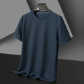 Men's Summer Waffle Knit Short Sleeve T-Shirt Round Neck Casual Breathable Tee
