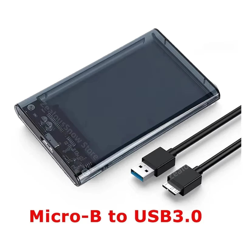 USB 3.0 2.5-Inch (63.5 mm) Transparent HDD/SSD Enclosure — SATA to USB 5Gbps, Tool-Free