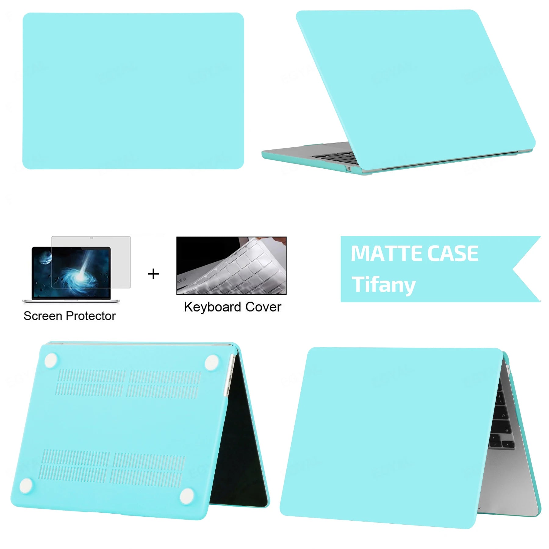 Hard Shell Protective Laptop Case for MacBook Air & Pro 13/13.6/14/16 Inch – PVC Snap-On Cover with Keyboard Cover & Screen Protector
