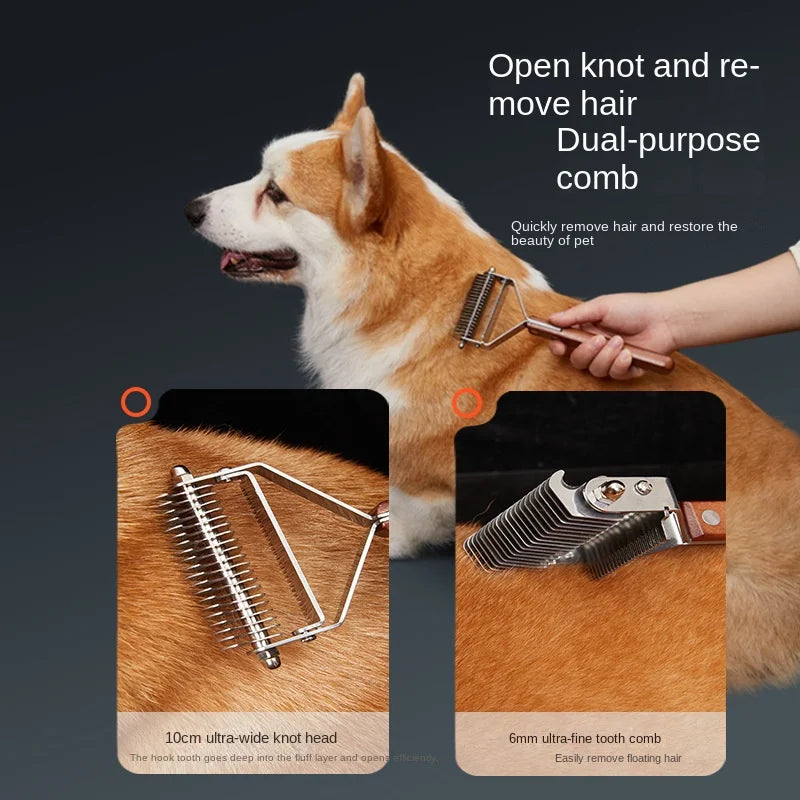 Self-Cleaning Pet Brush for Dogs & Cats – Stainless Steel Dematting Comb & Hair Remover