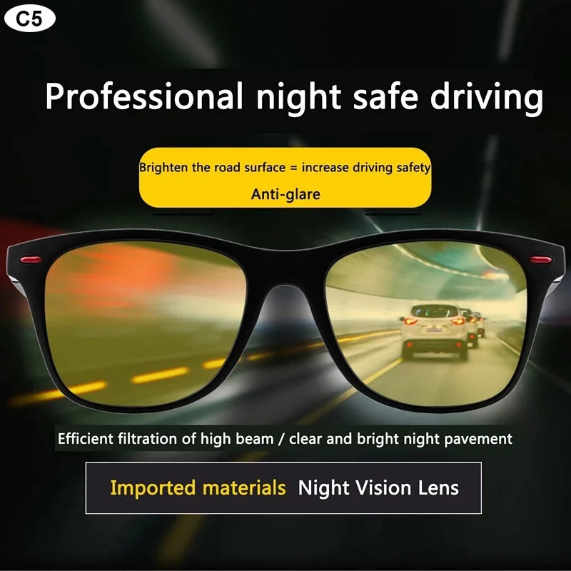 Night Vision Polarized Driving Sunglasses for Men – PC Frame Sport Goggles UV400