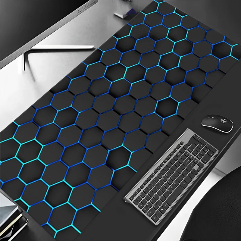 Large Gaming Mouse Pad Red Blue Gradient Non-Slip Rubber Sewn Edge Desk Mat for Keyboard & PC
