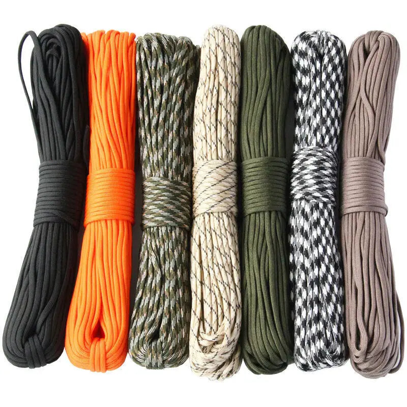 9‑Core 650 lb (295 kg) Paracord 4 mm (0.16 in) – 5/15/31 m (16.4/49.2/101.7 ft) Tactical Survival Parachute Rope for Lanyard, Bracelet, Dog Collar & Tent