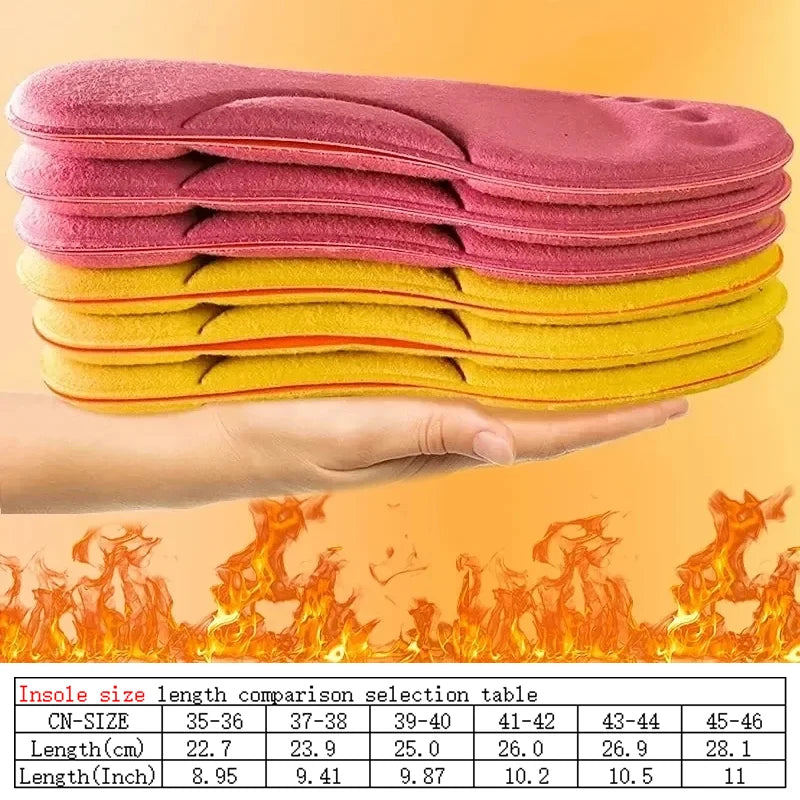 4D Massage Warm Pile Men's Insoles – Super Soft Orthotic Arch Support, Shock-Absorbent Thermal Deodorizing Sports Insoles (2 Pairs, Fits EU 35-46)