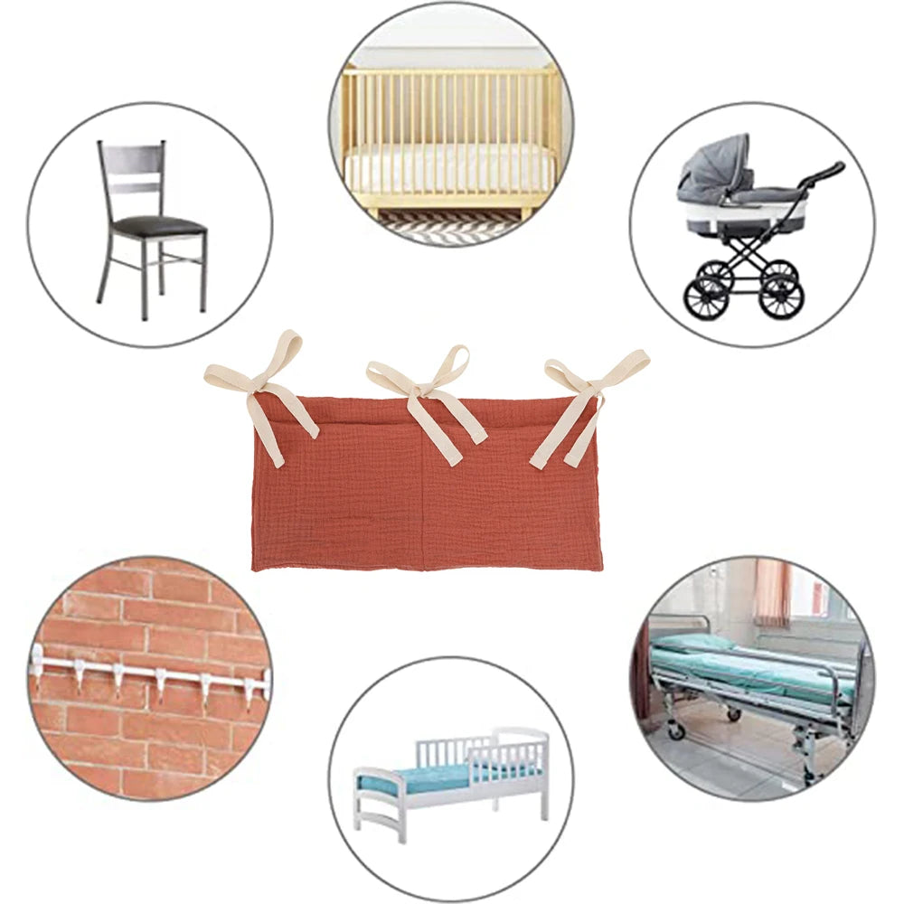 Baby Diaper Bag & Crib Hanging Organizer - Bed Headboard Storage Bag for Newborns & Toddlers (15 x 7.5 in / 39 x 20 cm)