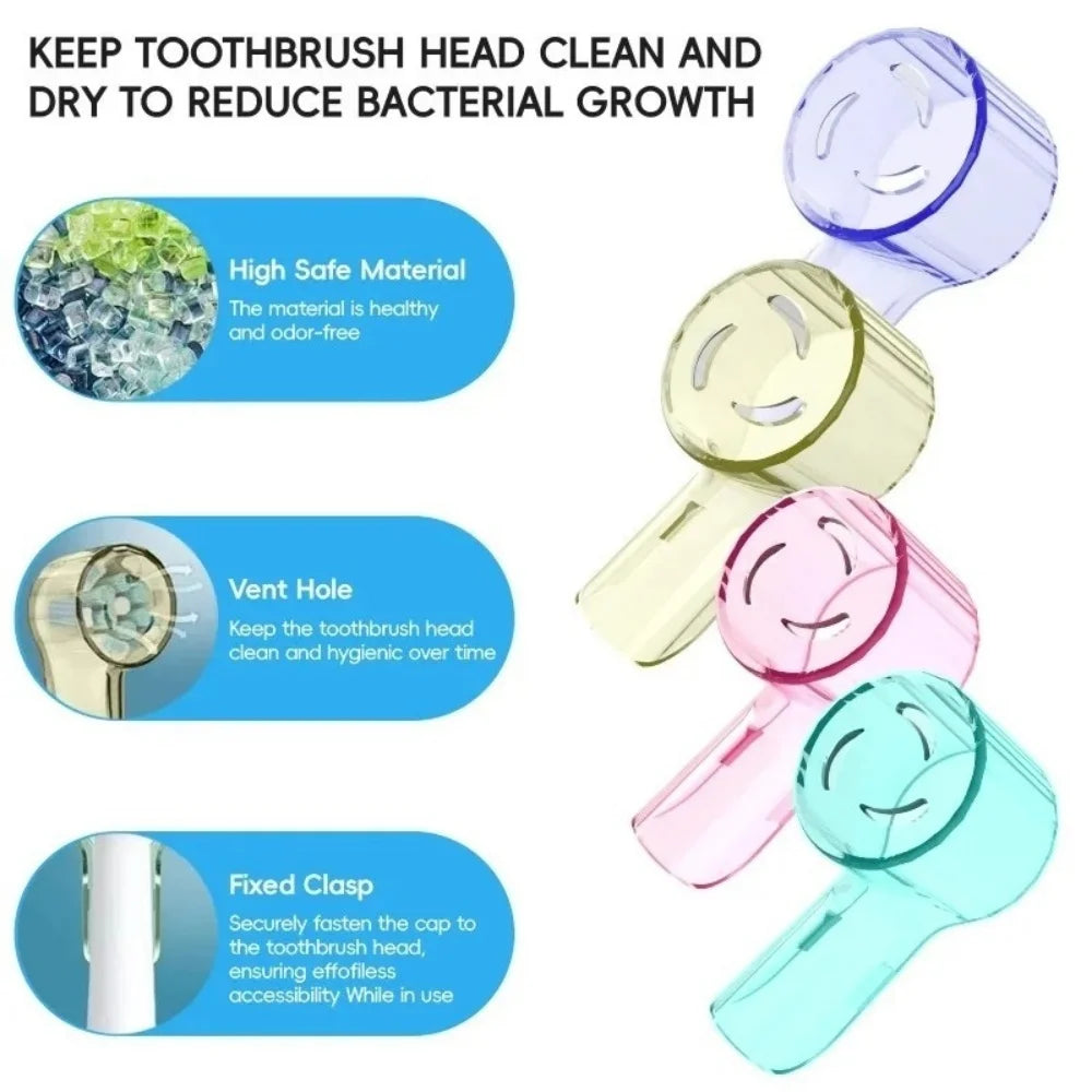 2/4-Pack Toothbrush Head Dustproof Covers - Ventilated Caps for Round Electric Toothbrush Heads