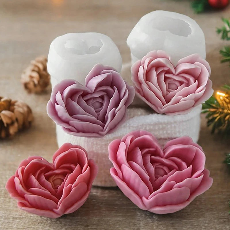 Silicone Rose Flower Mold for DIY Soap & Candles — Floral Resin, Wax & Gypsum Mold (3.0 x 2.4 x 1.6 in / 7.5 x 6 x 4 cm)
