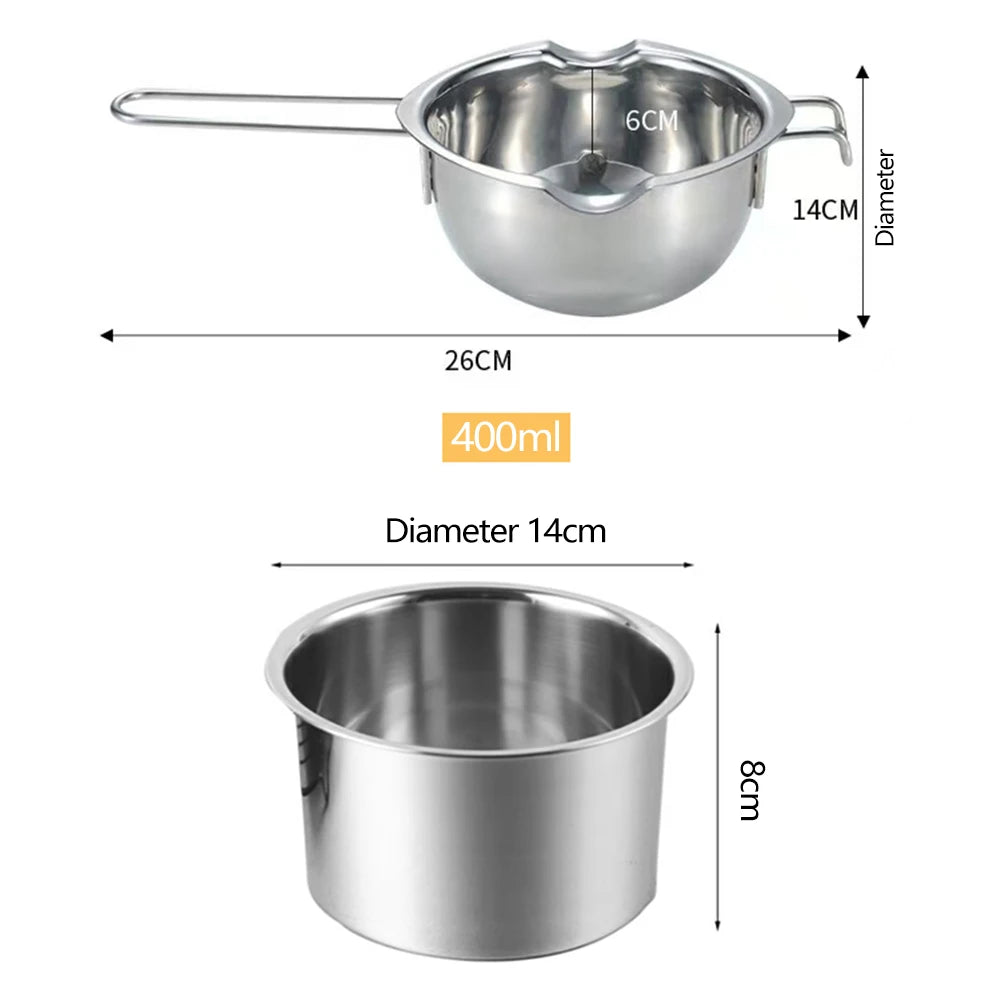 400/600ml Wax Melting Pot (13.5/20.3 fl oz) with Heat-Resistant Handle for Candle, Chocolate & Candy Melting