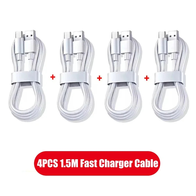 4-Pack USB-A to USB-C Fast Charging Cable — 6A 120W, 1m/2m High-Speed Data Sync for Android Phones