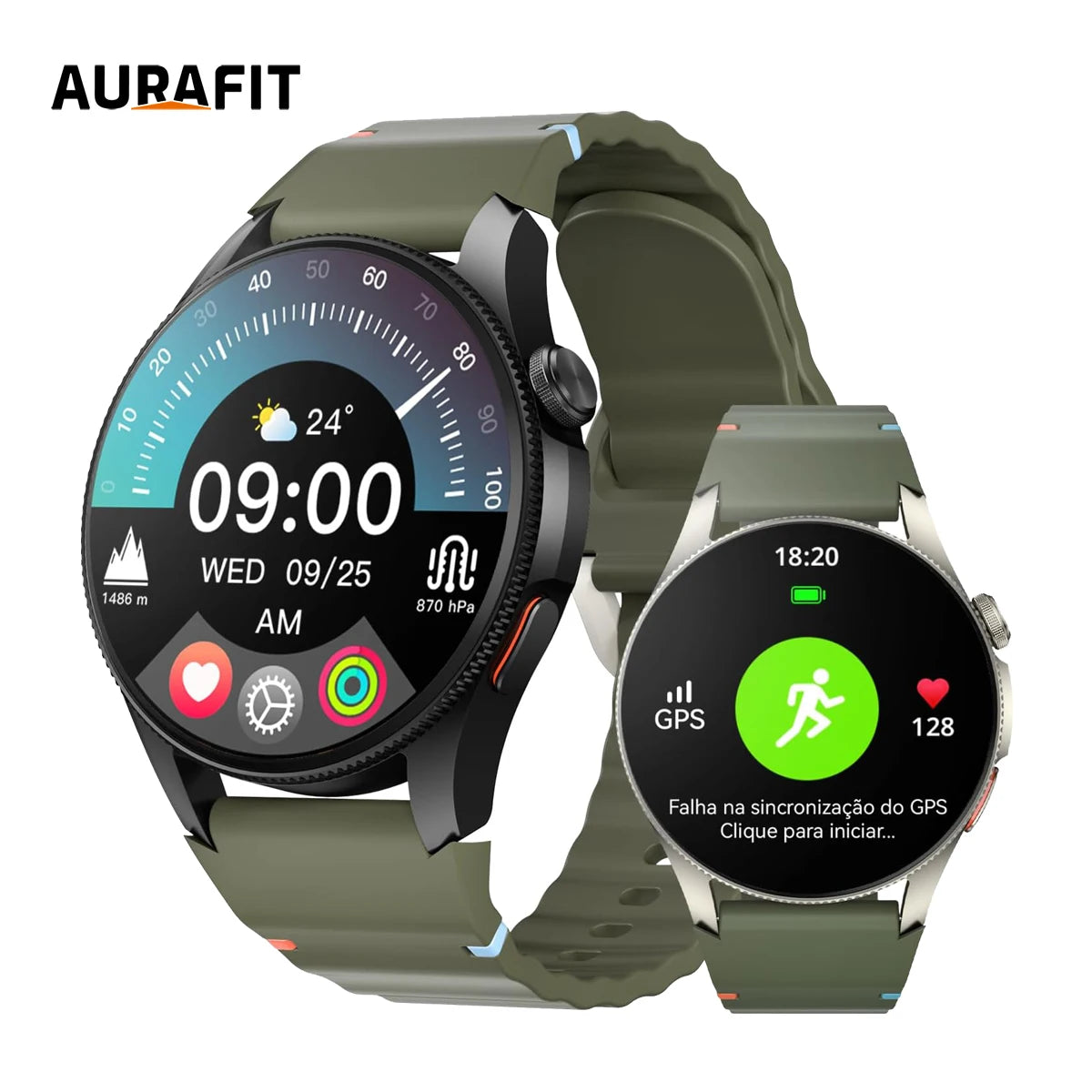 GPS Smartwatch 1.43 in (36.3 mm) AMOLED Display, 50m Waterproof, 150+ Sports Modes, Heart Rate SpO2 Sleep Tracker, Bluetooth Call & Voice Assistant