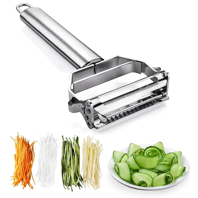 Stainless Steel 2-in-1 Vegetable Peeler & Slicer – Rotary Potato Peeler, Carrot Grater & Julienne Shredder