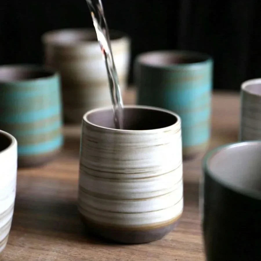 Hand-Painted Crackle Glaze Stoneware Mug, Vintage Ceramic Coffee & Tea Cup, Dishwasher Safe Gift