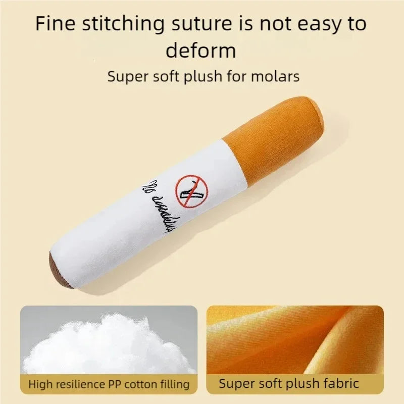 Plush Cigar Dog Chew Toy with Squeaker - Funny Fake Cigarette Plush Toy for Dogs