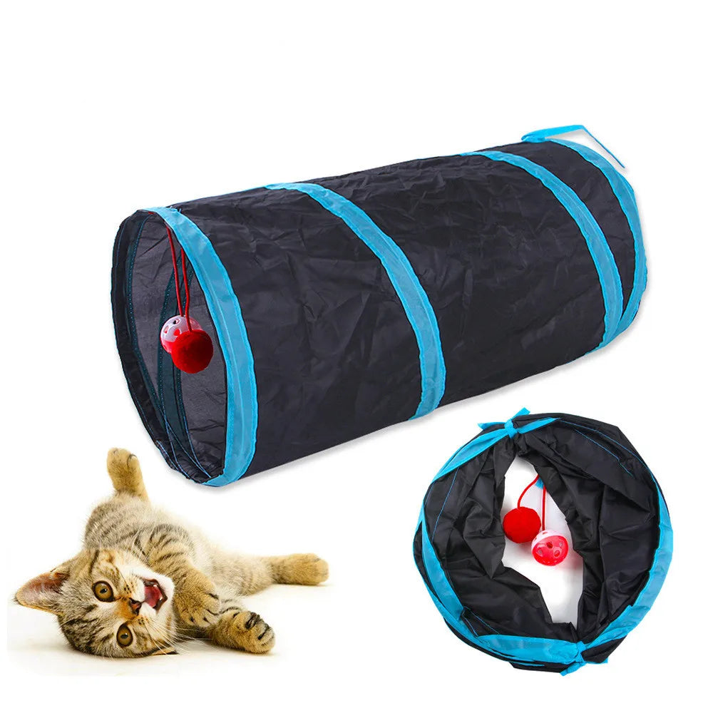 Foldable S-Shaped Cat Tunnel – Collapsible Play Tunnel for Cats, Rabbits & Small Pets, Interactive Crinkle Toy for Indoor Play