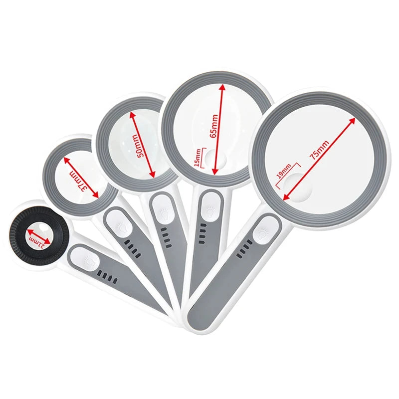 Rechargeable LED Handheld Magnifier 3 Lighting Modes Illuminated Magnifying Glass for Seniors Reading and Repair
