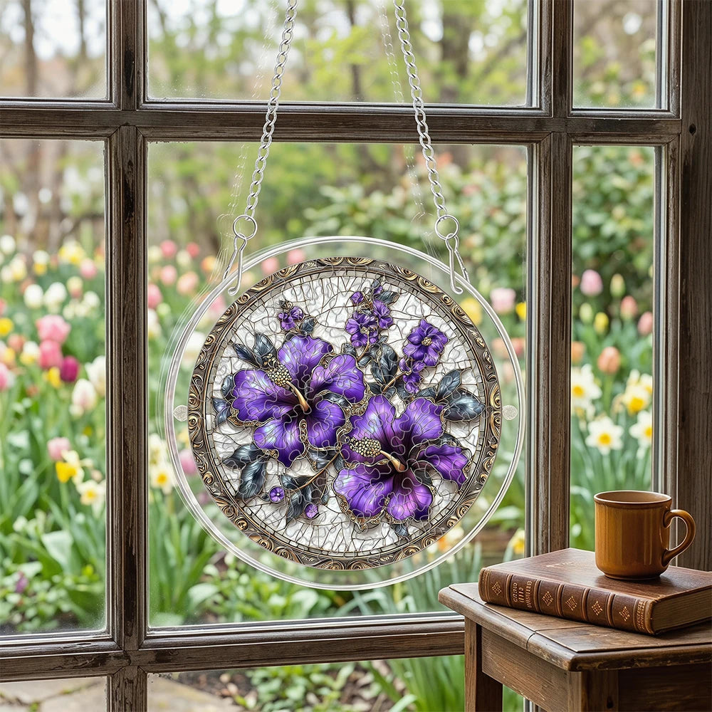 Stained Glass Butterfly Acrylic Puzzle Suncatcher - DIY Window Hanging Decor (18×18 cm / 7.1×7.1 in; 20×20 cm / 7.9×7.9 in)