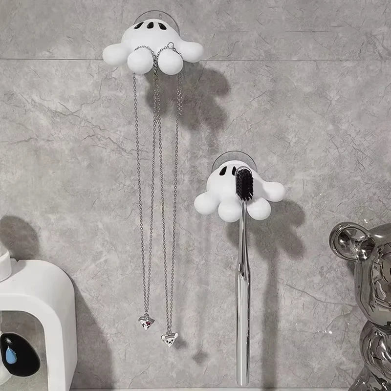 Cute Palm Cartoon Toothbrush Holder Suction Cup Multi-Function Hook Bathroom Towel Hanger and Cable Winder