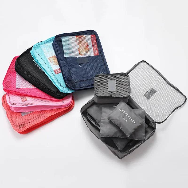 6-Piece Travel Packing Cubes Set Foldable Luggage Organizers for Clothes, Shoes & Toiletries