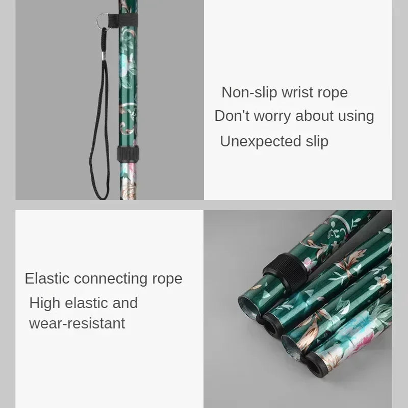Adjustable Telescopic Trekking Poles — 5-Section Folding Hiking & Walking Stick with T-Handle and Rubber Tip, 82–92 cm (32–36 in)