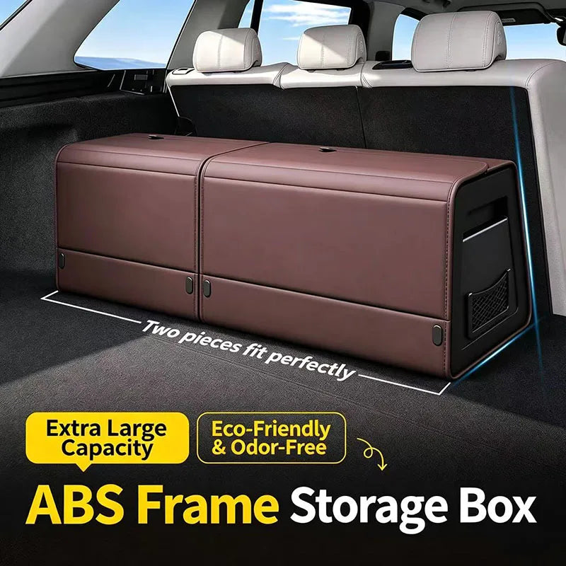 Foldable Nappa Leather Car Trunk Organizer - Large Capacity Multi-Compartment Trunk Storage (S/M/L/XL)