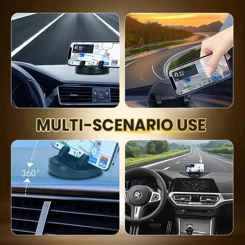 360-Degree Rotating Car Phone Holder Dashboard & Head-Up Mount with Luminous Parking Number Plate - Universal Auto Phone Stand