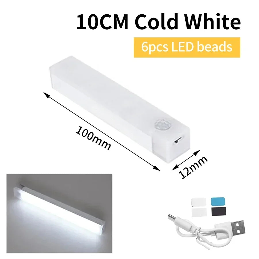 Wireless Rechargeable LED Motion Sensor Cabinet Night Light - Magnetic Under-Cabinet Light for Closet, Kitchen, Wardrobe, Stairs