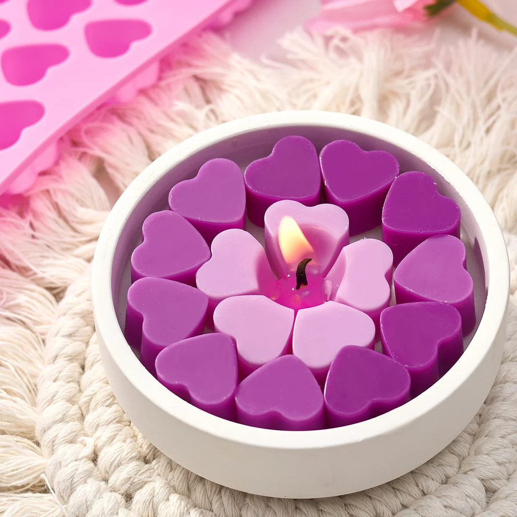 55-Cavity Heart Silicone Mold - DIY Candle, Chocolate & Soap Kit for Valentine's Day