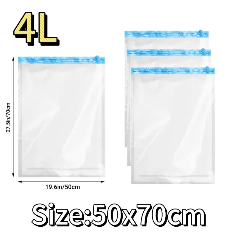 Travel Compression Vacuum Bags – Reusable Roll-Up Space Saver Bags for Luggage, Clothes & Bedding
