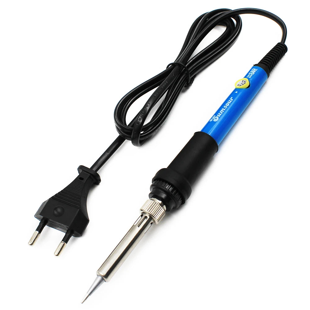60W Adjustable Temperature Soldering Iron 200–450°C Electric Rework Station with 5 Tips & Stand, 110/220V EU/US Plug