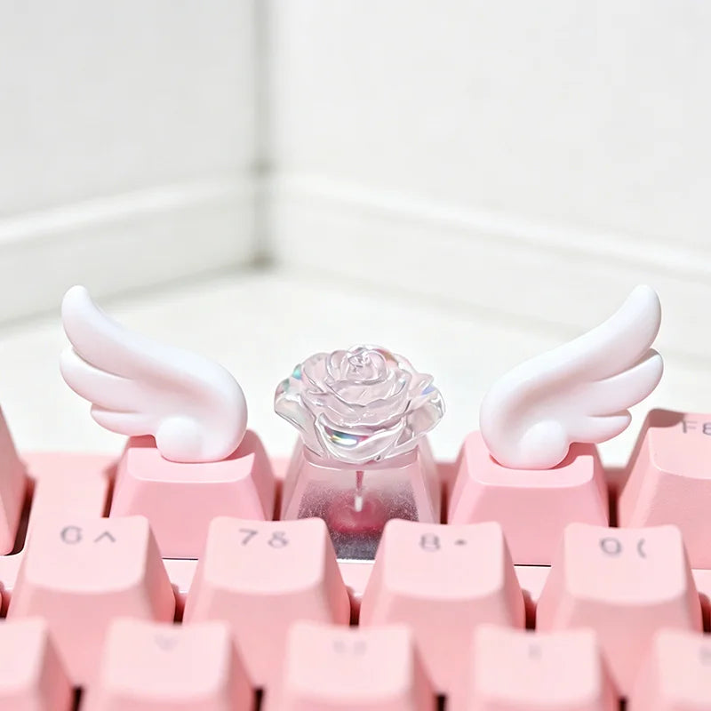 3-Pack Winged Artisan Keycaps for Mechanical Keyboard — 3D Kawaii Cartoon White