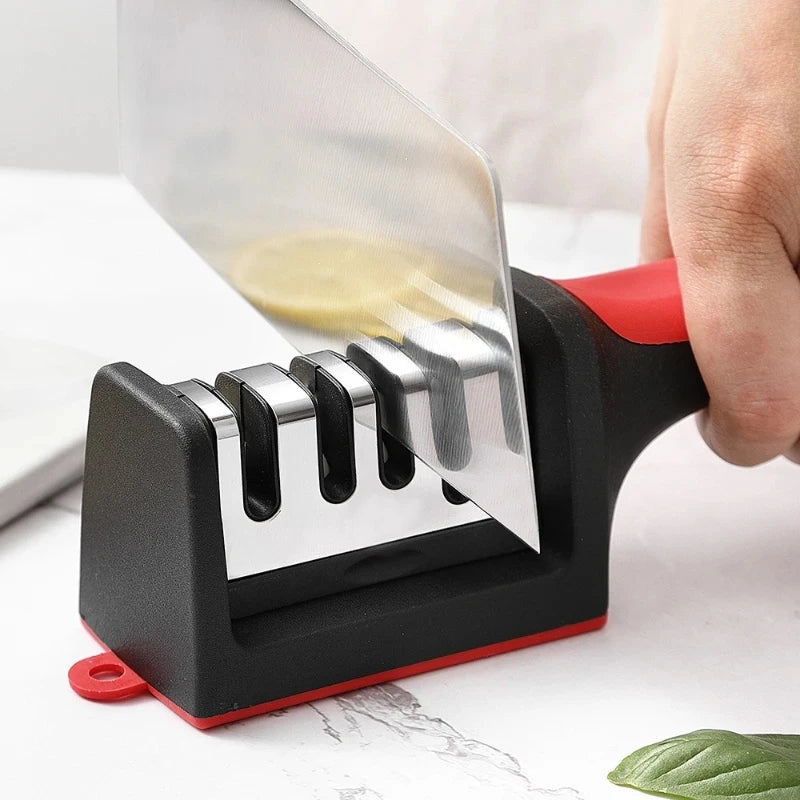 3-Stage Manual Knife Sharpener with Non-Slip Handle - Multifunctional Kitchen Knife Sharpener