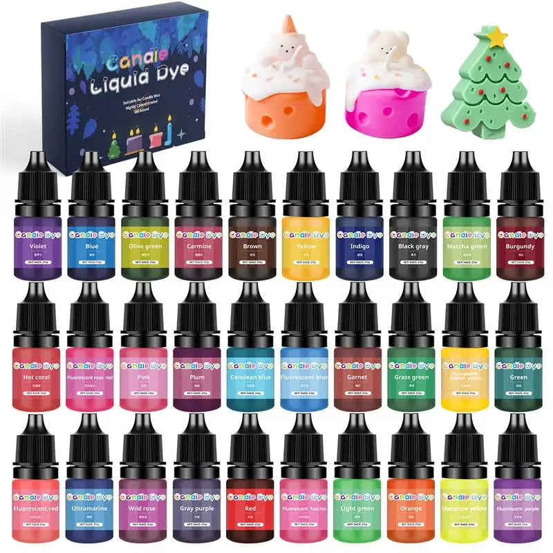Candle Dye Kit - Liquid Colorants for DIY Candle & Soap Making (5ml / 10ml Bottles)