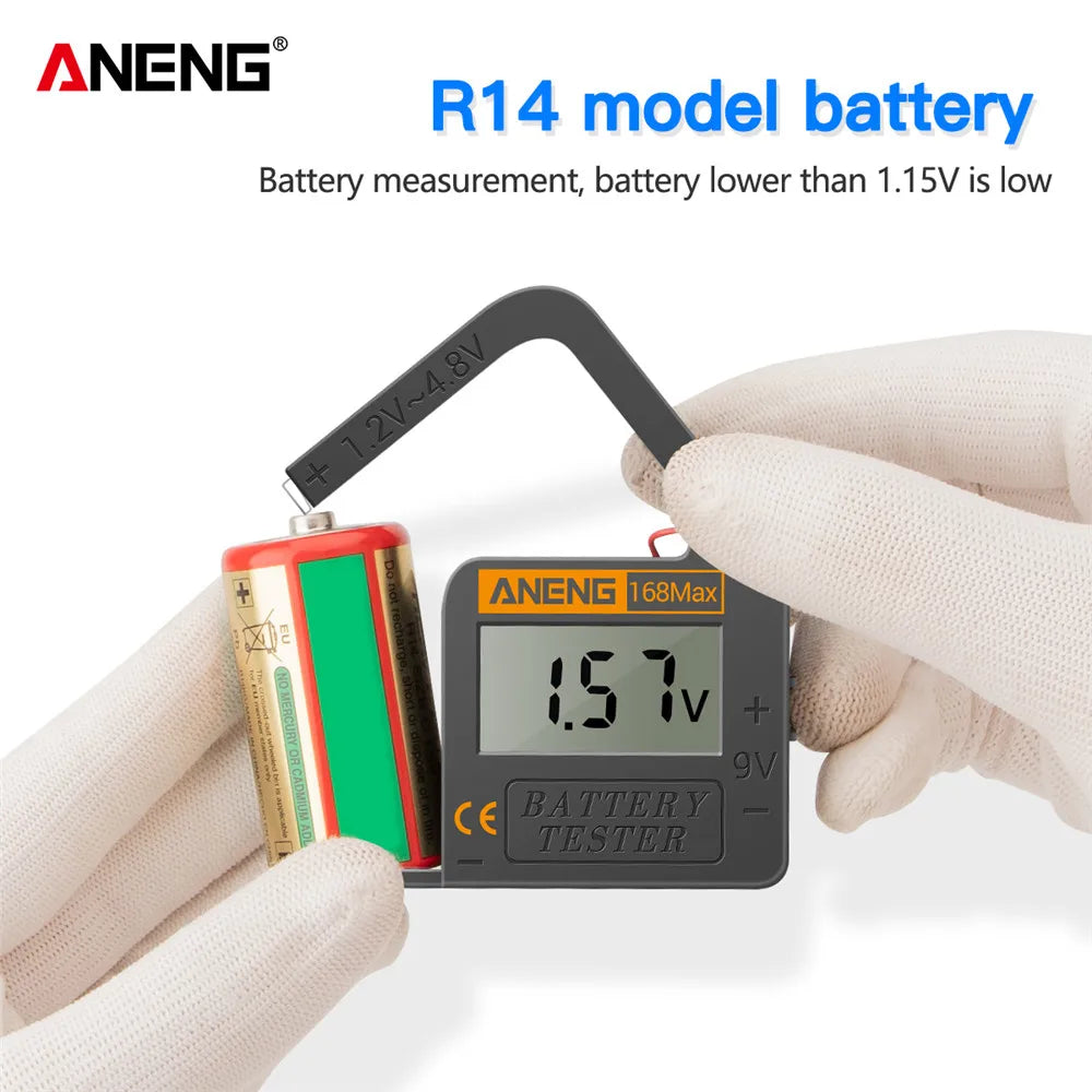 Universal Lithium Battery Tester Portable 1.2-9V LCD Battery Checker for AA AAA C D 9V 18650 & Button Cells