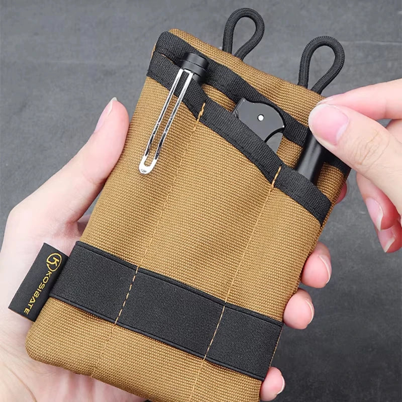 Mini Tactical EDC Waist Pouch Canvas Belt Bag - Card, Key & Coin Organizer 5.7 x 3.7 in (14.5 x 9.5 cm)