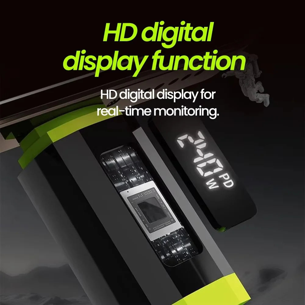 240W USB-C to USB-C Fast Charging Cable with Power Display, High-Power PD Charger Cord