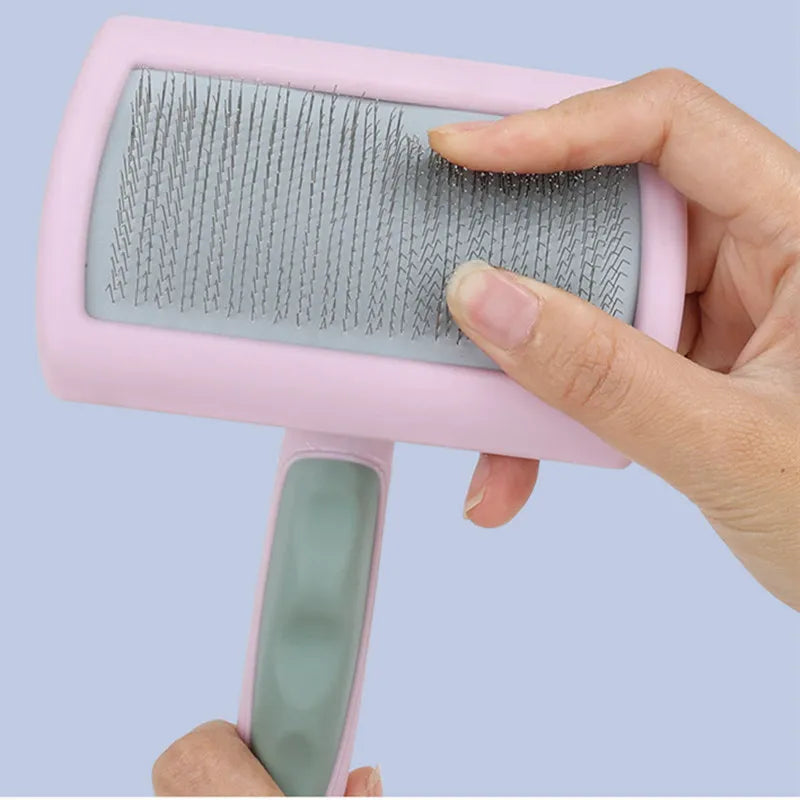 Stainless Steel Pet Grooming Brush for Dogs & Cats – Massage Hair Remover with Soft Handle