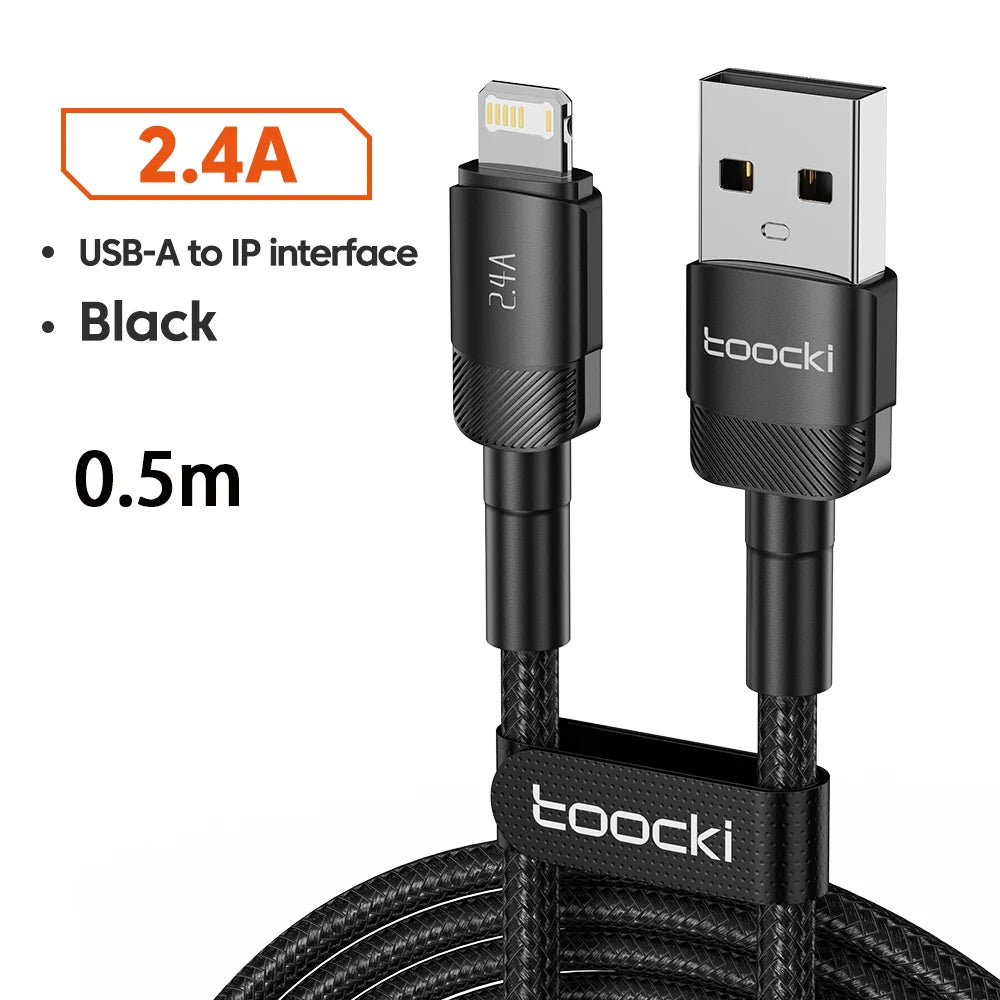 USB-A to Lightning Fast Charging Cable for iPhone & iPad — 2.4A Aluminum Alloy Data Sync Cord