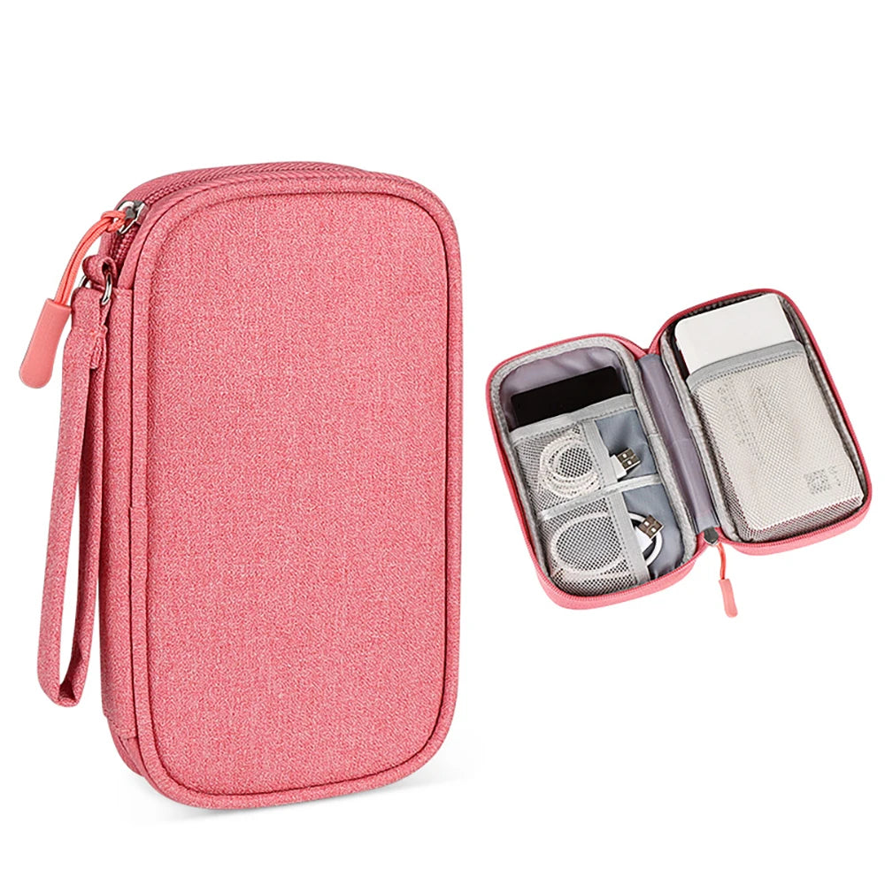 Portable Waterproof Cable Storage Bag - Travel Organizer Pouch for Power Bank, Earphones & Cables