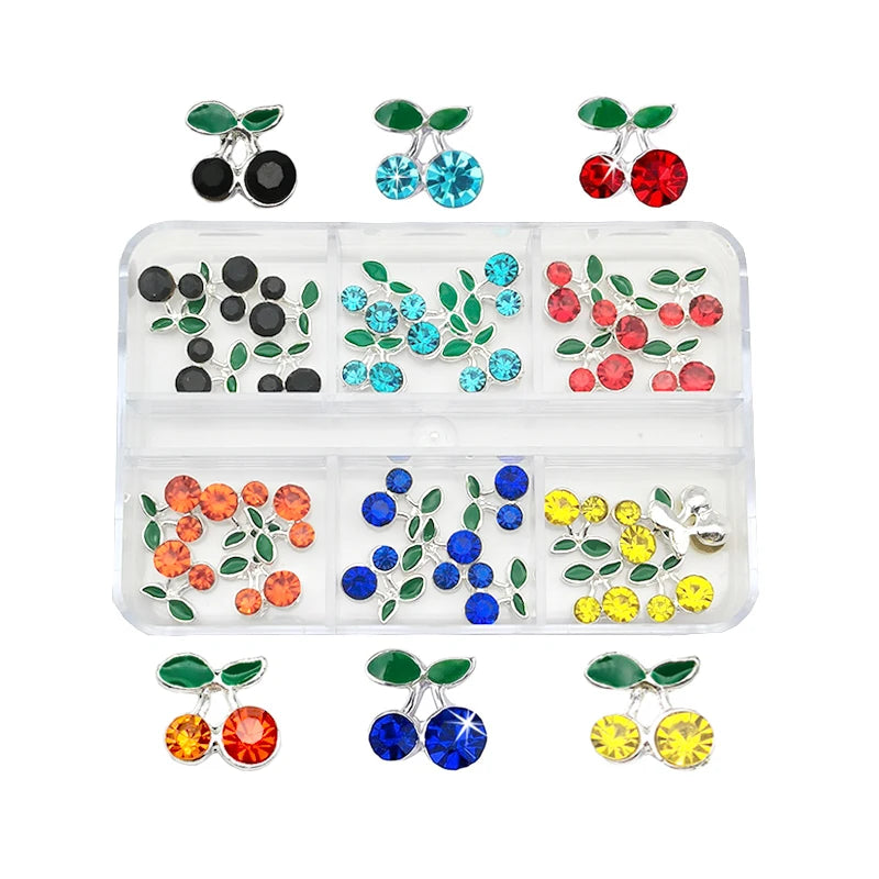 6-Grid Nail Rhinestone Kit – Saturn, Planet & Cross Crystal Nail Charms for Nail Art
