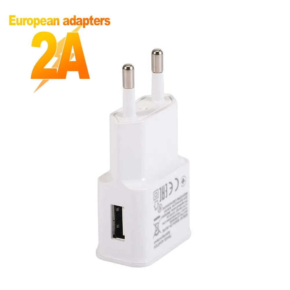 Universal 5V 2A USB AC Adapter Charger – AC 100–240V to DC 5V Power Supply (EU/US/UK Plug)