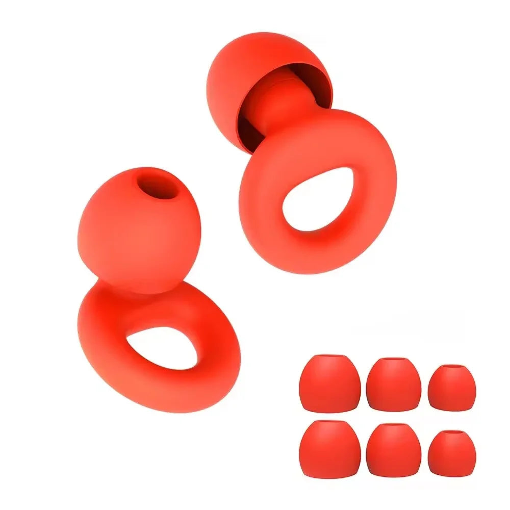 Silicone Earplugs 4 Pairs - Reusable Hypoallergenic Ear Plugs for Swimming & Sleep Noise Reduction (XS S M L)
