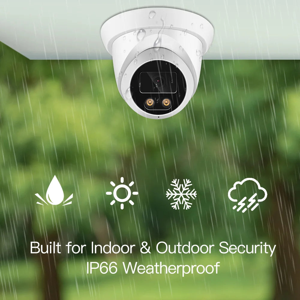 4K 8MP PoE IP Dome Camera with Audio H.265 ONVIF 2.8mm Wide Angle Color Night Vision IP67