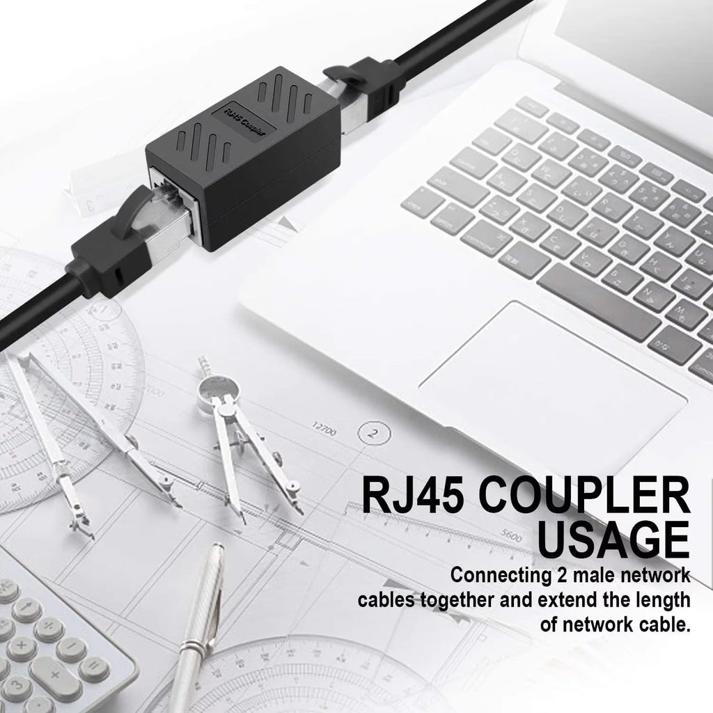 RJ45 Female-to-Female Coupler Cat5/Cat6 Ethernet Gigabit Inline Adapter Network Extender