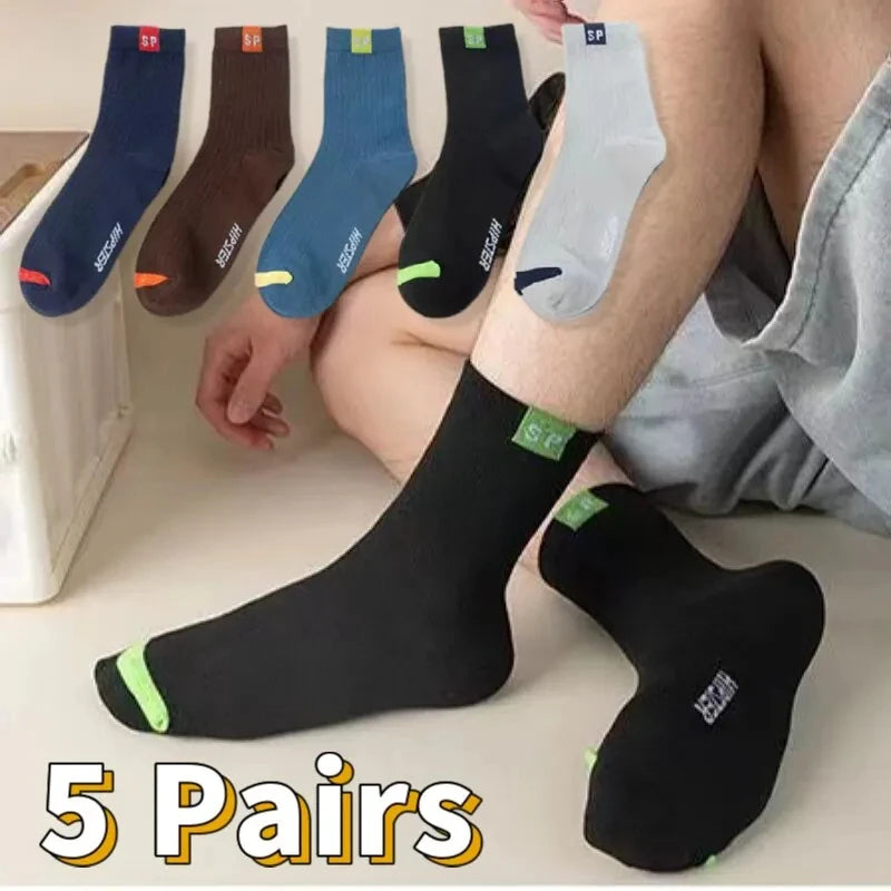 Men's Breathable Sports Crew Socks, 3/5/10 Pairs, Polyester-Cotton Anti-Odor Sweat-Absorbent