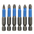 6-Piece 1/4 in (6.35 mm) Hex Shank Anti-Skid Screwdriver Bit Set for Woodworking, PH1 PH2 PH3 PZ1 PZ2 PZ3