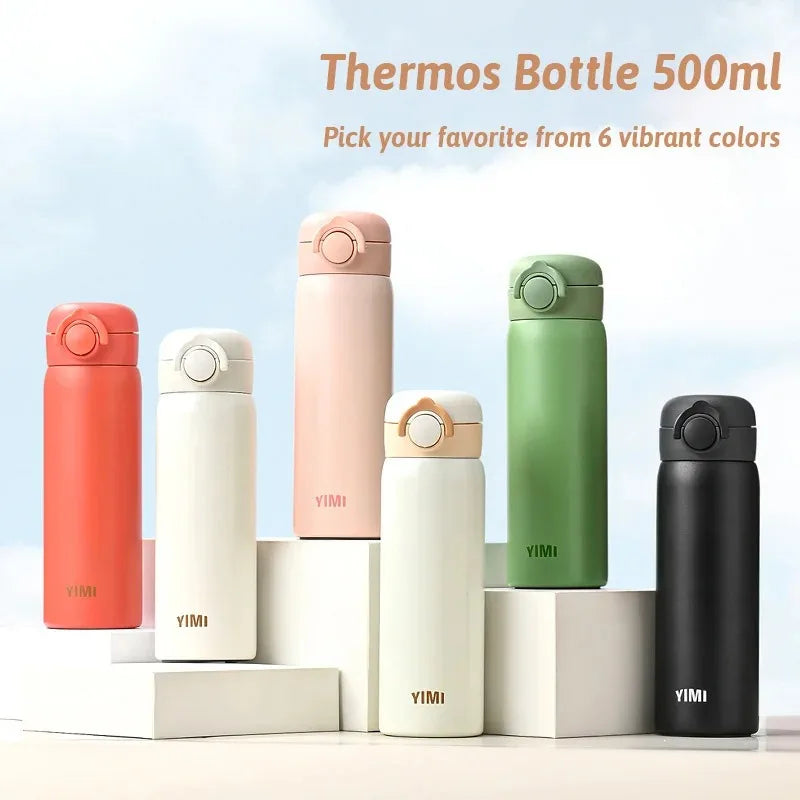 500ml (17oz) Vacuum Insulated Bottle – 316 Stainless Steel Thermal Tumbler, Hot & Cold Leakproof Travel Flask