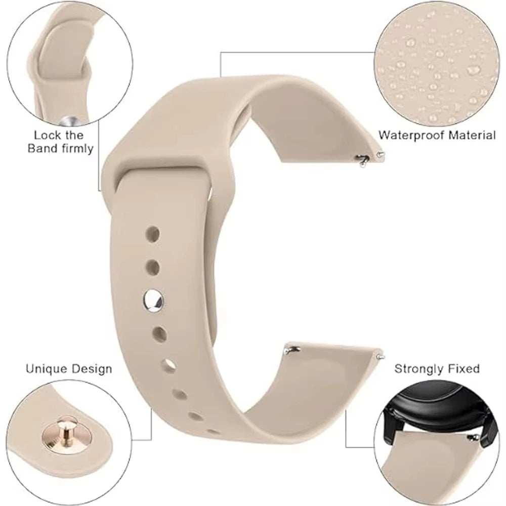 22mm Silicone Sport Watch Band – Replacement Breathable Smartwatch Strap, Unisex